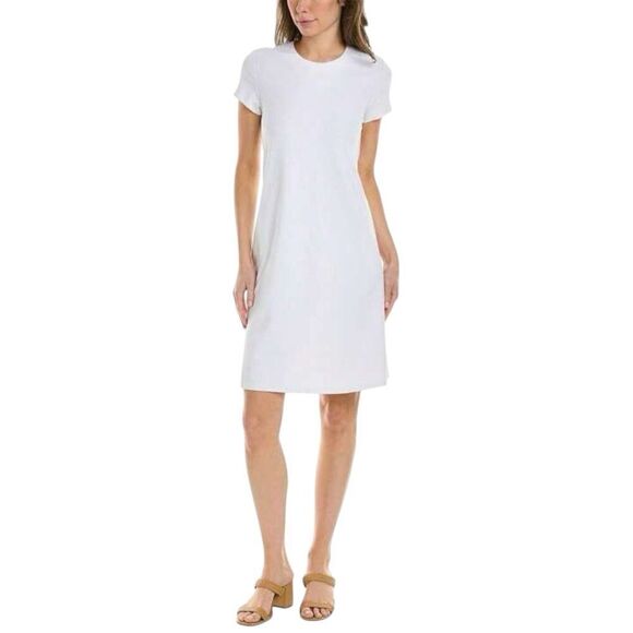 J.McLaughlin White Jacquard Texture Cap Sleeve Catalina Cloth Swing Dress M - Picture 1 of 5